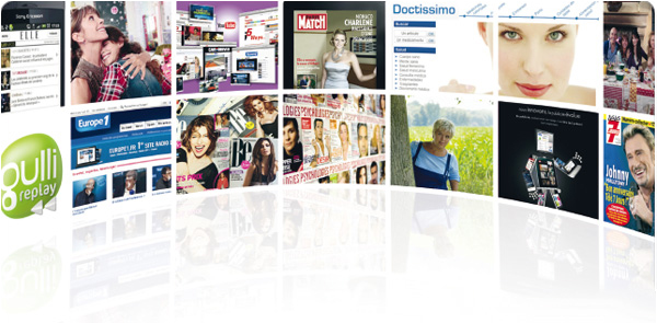 Lagardère Active - Doctissimo.fr - Version Femina - Atlantique Productions - RFM - TiJi - Psychologies magazine - Paris Match - Parents - MCM - NextIdea - Sports.fr - Be - Europe 1 - ELLE - CanalJ - GMT productions - Mezzo - Art & Décoraion - Premiere.fr - June - Virgin radio - Lagardère Entertainment - Public - Maximal productions - Europa plus - Retro FM - Télé 7 jours - LeJournal du Dimanche - Lagardère Publicité