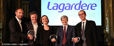 Les Trophées de l'innovation 2013, de gauche à droite : Soehnke Preuss et Philipp Hasenbein, Gwenaëlle Le Cocguen, Dominique D’Hinnin et Jean-François Lyet.